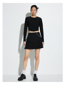 Koton Pleated Mini Skirt Chain Detail Normal Waist