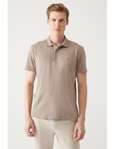 Avva Men's Mink 100% Cotton Regular Fit 3 Button Roll-Up Polo T-shirt