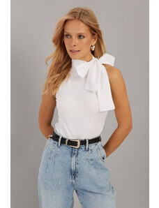 Cool & Sexy Women's White Bow Blouse