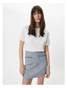 Koton Tweed Mini Skirt High Waist Chain Detail