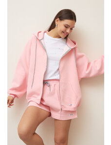 Laluvia Pink Hooded Sweat-Short Set