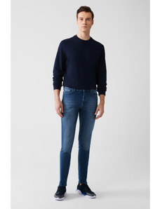 Avva Men's Blue Old-fashioned Washable Flexible Slim Fit Slim Fit Jeans