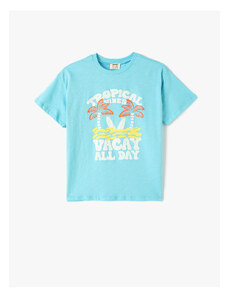 Koton T-Shirt Tropical Printed Short Sleeve Crew Neck Cotton