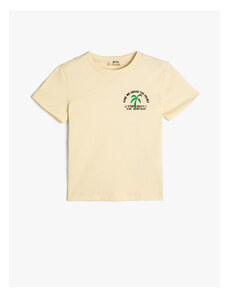 Koton Short Sleeve T-Shirt, Crew Neck Print Detailed Cotton.