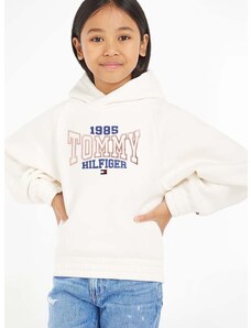Dětská mikina Tommy Hilfiger bílá barva, s kapucí, s potiskem