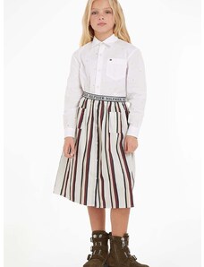 Dětská bavlněná sukně Tommy Hilfiger bílá barva, mini