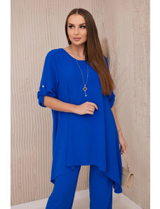 K-Fashion Sada halenky + kalhot s přívěskem chrpově modrá