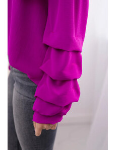 K-Fashion Španělská halenka s ozdobnými rukávy tmavě fialová