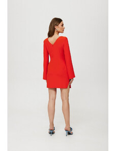 K190 Mini šaty s dělenými rukávy - červené