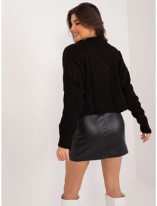 Fashionhunters Černý krátký oversize svetr s výstřihem