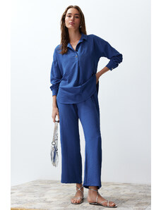 Trendyol Blue Buttoned Woven Two Piece Set