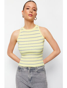 Trendyol Yellow Striped Barbell Neck Knitwear Blouse
