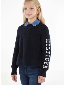 Dětský bavlněný svetr Tommy Hilfiger tmavomodrá barva, hřejivý