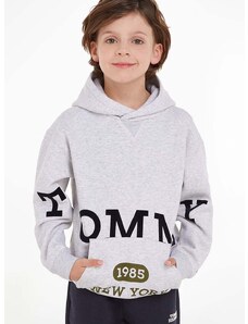 Dětská mikina Tommy Hilfiger šedá barva, s kapucí, melanžová