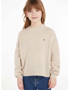 Dětský vlněný svetr Tommy Hilfiger béžová barva