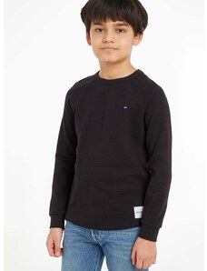 Dětská bavlněná košile s dlouhým rukávem Tommy Hilfiger černá barva