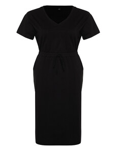 Trendyol Curve Black Waist Rubber Detailed Midi Knitted Dress