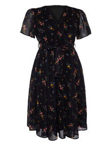 Trendyol Curve Multi Color Floral Pattern Chiffon Double Breasted Woven Dress