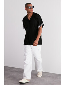 Trendyol Limited Edition Black Oversize Fit Embroidery Detailed Shirt