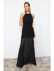 Trendyol Black Body-Fitting Chiffon Woven Dress