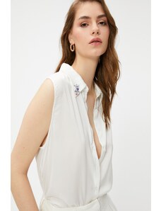 Koton Melis Ağazat X Cotton - Sleeveless Shirt with Stones on the Collar