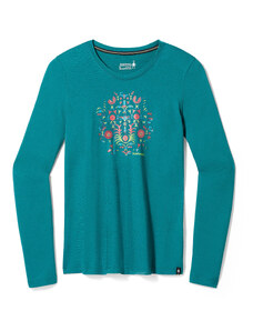 Smartwool W FLORAL TUNDRA GRAPHIC LONG SLEEVE TEE emerald green