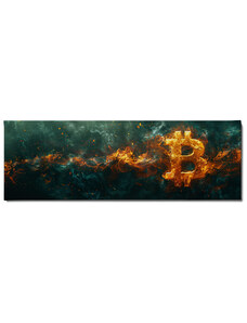 Obraz na plátně - Bitcoin in Fire Emerald FeelHappy.cz