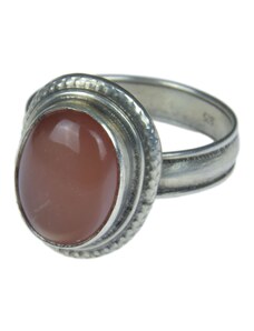Stříbrný prsten vykládaný měsíčním kamenem, AG 925/1000, 5g, Nepál 57 , Stříbrná , Nepál , Ag925, 5g