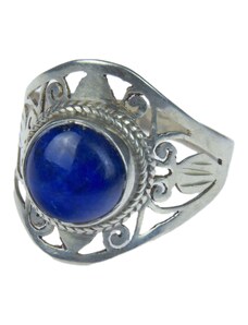Stříbrný prsten vykládaný lapis lazuli, AG 925/1000, 4g, Nepál 60 , Stříbrná , Nepál , Ag925, 4g
