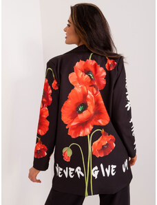 Fashionhunters Černé dámské květinové sako
