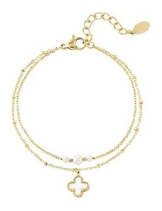 Yehwang Náramek Double Pearls and Charm Gold