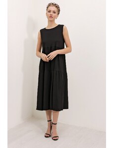 Bigdart 2448 Zero Sleeve Long Knitted Dress - Black