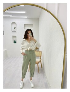 Laluvia Shalwar Cut Muslin Trousers with Stitched Legs