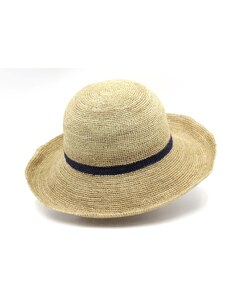 Dámský nemačkavý slaměný klobouk crochet s velkou krempou - Marone
