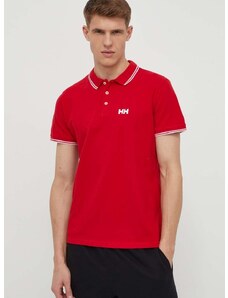 Bavlněné polo tričko Helly Hansen červená barva