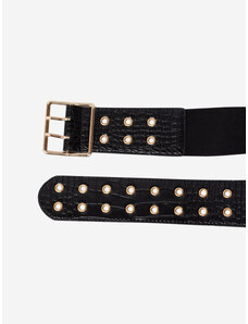 Shelvt Women's black elastic belt wide