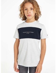 Dětské bavlněné tričko Tommy Hilfiger šedá barva