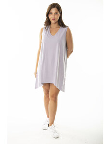 Şans Women's Plus Size Lilac V-Neck Long Sleeveless Blouse