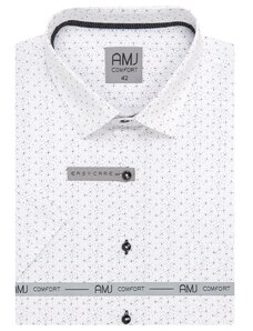 Košile AMJ Slim fit s krátkým rukávem - bílá s tmavým vzorem