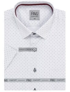 Košile AMJ Comfort fit s krátkým rukávem - světle šedá se vzorem