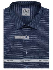 Košile AMJ Slim fit s krátkým rukávem - modrá se vzorem
