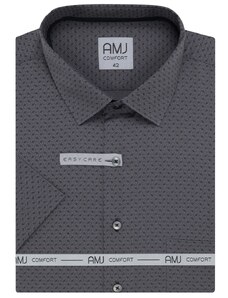 Košile AMJ Slim fit s krátkým rukávem - šedá se vzorem