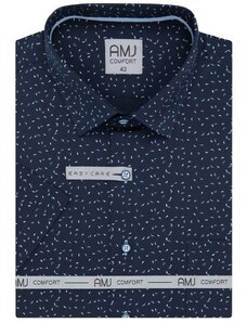 Košile AMJ Slim fit s krátkým rukávem - tmavě modrá se vzorem