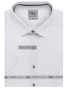 Košile AMJ Comfort fit s krátkým rukávem - šedá s drobným vzorem