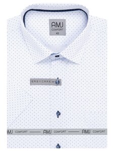 Košile AMJ Comfort fit s krátkým rukávem - bílá se vzorem