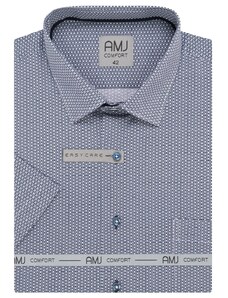 Košile AMJ Comfort fit s krátkým rukávem - modrá / bílá