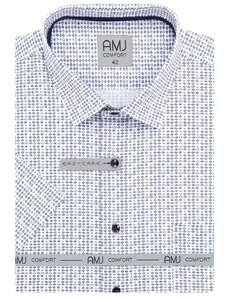 Košile AMJ Comfort fit s krátkým rukávem - bílá se modrým vzorem