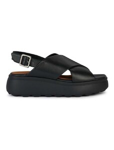 Kožené sandály Geox D SPHERICA EC4.1 S dámské, černá barva, na platformě, D45D4A 00085 C9999