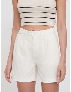 Kraťasy Pepe Jeans dámské, béžová barva, hladké, high waist