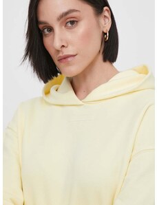 Mikina Calvin Klein dámská, žlutá barva, s kapucí, hladká